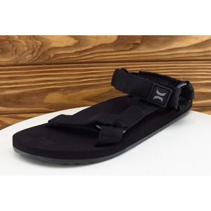 Hurley Sandal 8 Slip-On Black Synthetic Men Hook &‎ Loop